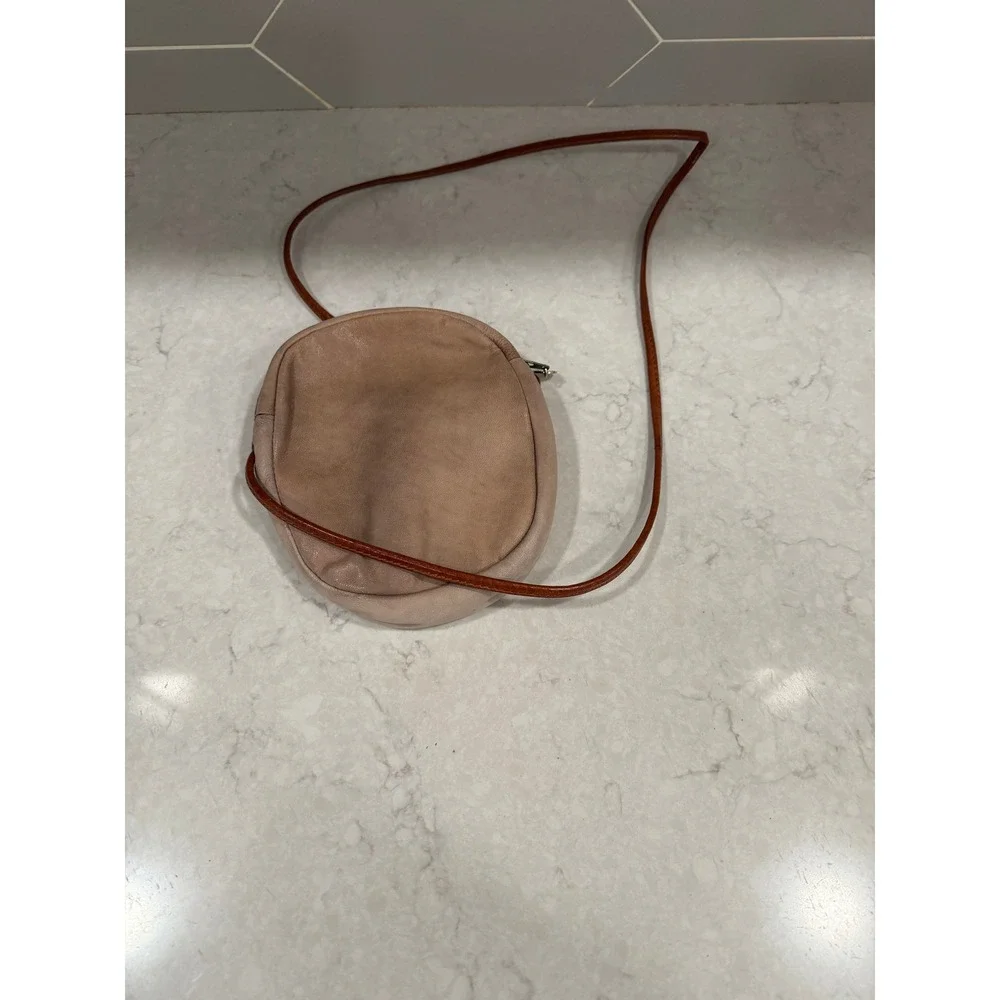 Vintage Danielle Nicole Genuine Leather Crossbody Bag Tan Brown Round Made Italy